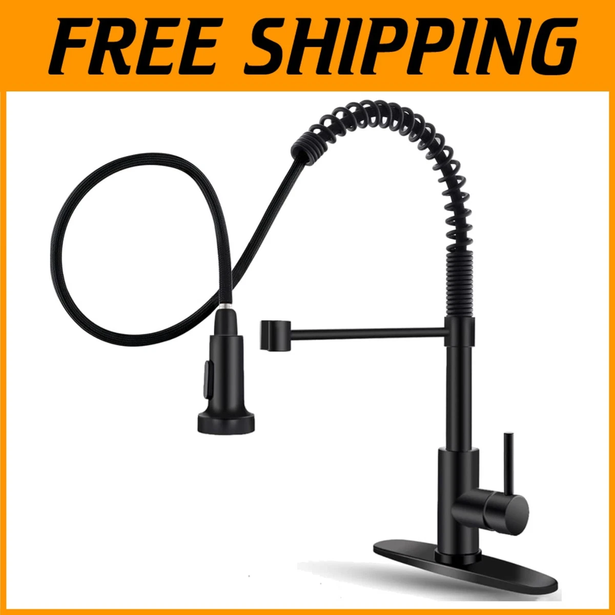 FORIOUS Grifos De Cocina Con Rociador Extraíble, Cromo, Arco Alto, Mango único, Clásico Grifo De Fregadero De Acero Inoxidable Extraíble Para Granja, Cámper, Lavandería, Barra De Caravana