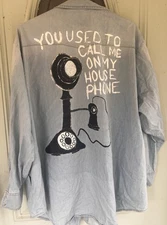 Dubgee By Whoopi Button Down Denim Shirt Painted Phone Western Snap