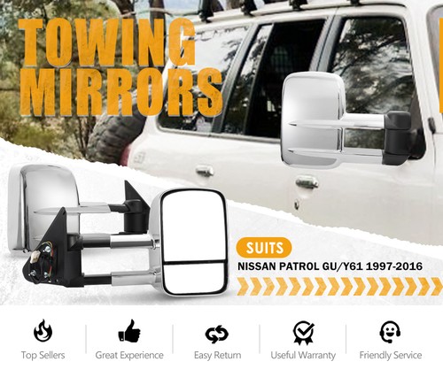 San Hima Towing Mirrors Extendable for Nissan Patrol GU Y61 1997- 2016 - Picture 2 of 11