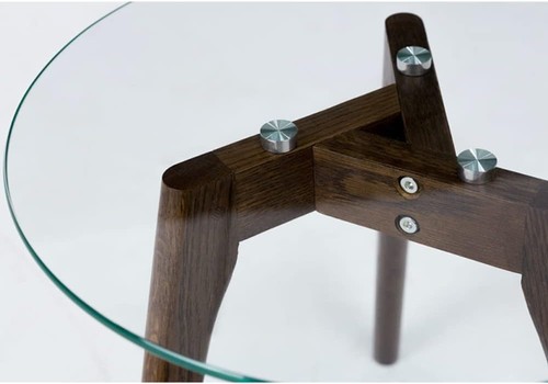 Tempered Glass Small End Table, Mnimalist Round Side Small, Clear - Picture 5 of 6