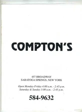 Compton's Menu Broadway in Saratoga Springs New York 