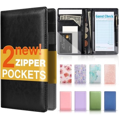 Server Book, 2 Zipper Pocket, Server Books for Waitress, Waitress Book for Serve