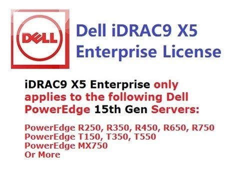 Dell iDRAC9 15G Enterprise License for PowerEdge R750/R650/T550/R450/R350 /T350