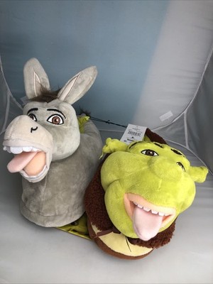 Dreamworks Shrek & Donkey Adult Plush Slippers Size 11/12 unisex-SOFT New