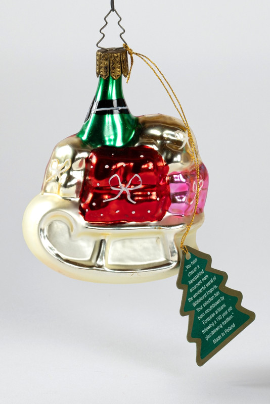 Whitehurst Imports Blown Glass Ornament Sleigh With Gifts Made in Poland NEW