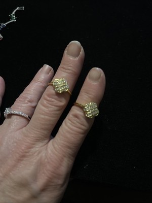 Deal! 0.06CT Genuine Cluster Moissanite Clover Flower Ring 10K Gold Size 5&6
