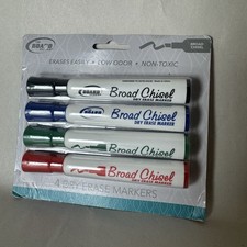 Board Dudes Dry Erase Markers Broad Chisel Tip 4/Pk Asst Colors School Office