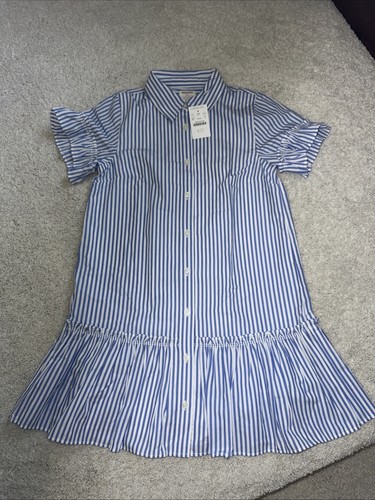 NWT Girls Sz 12 Crewcuts J Crew Dress Blue Stripe Drop Waist Dress
