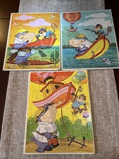 Vtg Hanna-Barbera 1965 Cardboard Tray Puzzles 3 Peter Potamus So-So Monkey