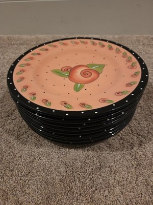 Blue Sky Heather Goldminc Dinner Plate Pink Rose Floral 10.5'' (Set of 8)
