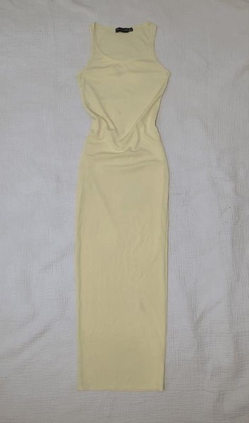 Women PrettyLittleThing Dress Yellow Knit XS