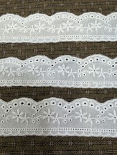 15 Yards White 100 Cotton Eyelet Embroidery Lace Trim 1 inch wide