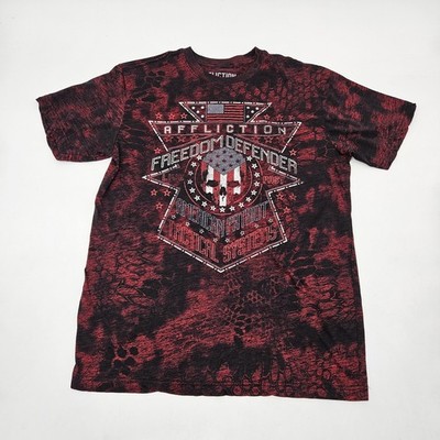 Affliction Freedom Defender Men's Shirt Size Large Black Red American Patriot
