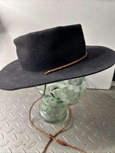 Black Akubra Down Under Hat Pure Fur Felt Size 56 Made In Australia - Picture 11 of 13