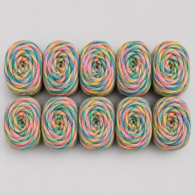 Lot of 10 Knit Picks Dishie Worsted Cotton Yarn Beach Ball Multi 190 Yds Each