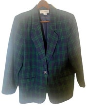 Mothers Day Vintage Plaid Blazer tartan style green and blue Norton McNaughton