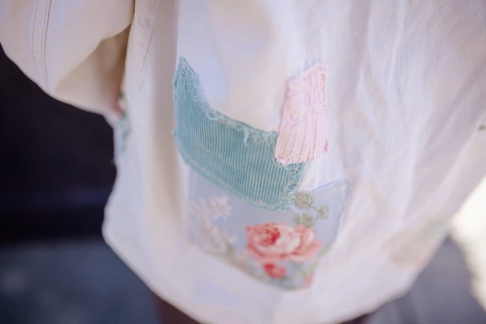 Reciclado Levis Rojo Tab Envejecido Talla M Cottagecore Magnolia Bolsillos Acolchado Foto 3 de 4