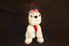 White Gray Puppy Dog Black Red Happy Holiday Hat Scarf Plush 6" Toy Lovey