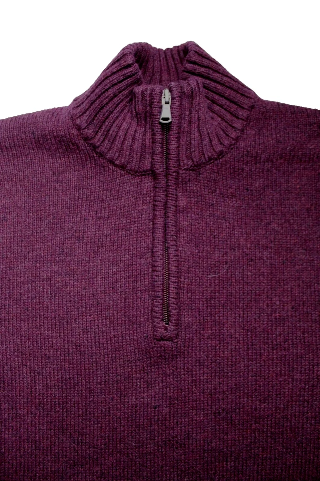 SUÉTER SONOMA 1/4 CREMALLERA Hombre Talla S Borgoña Morado Mezcla Algodón Manga Larga Foto 2 de 4
