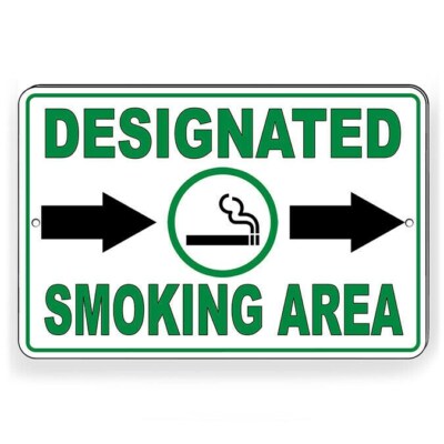 Designated Smoking Area Arrows Right Sign / Decal  PP009 / Magnetic Sign