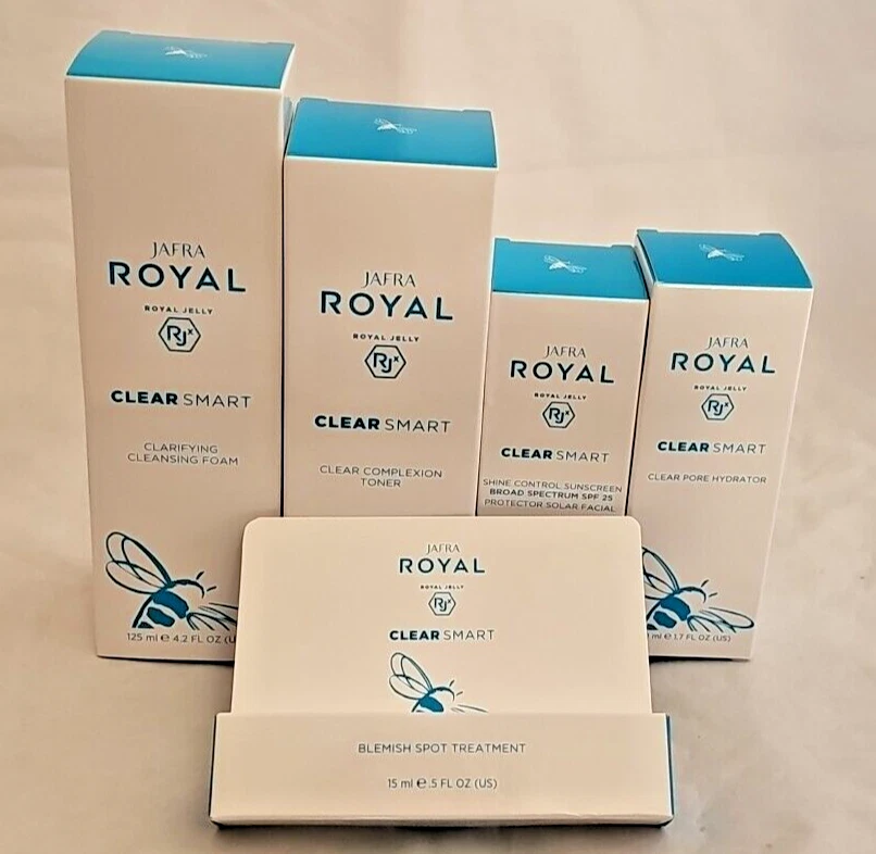 JAFRA Clear Smart 5 piezas paquete de cuidado del acné-limpiador, tóner, protector solar, hidratador, mancha Foto 2 de 4