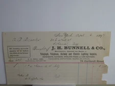 New York  J. H. Bunnell Co. Manufacturers Railway Supplies 1897 Invoice