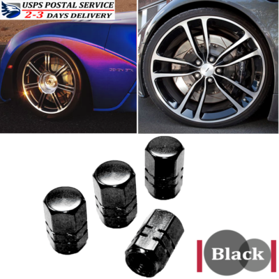 #ad 4X Black Hex Aluminum Wheel Tire Pressure Air Stem Valve Cap for Auto Car Truck $2.98