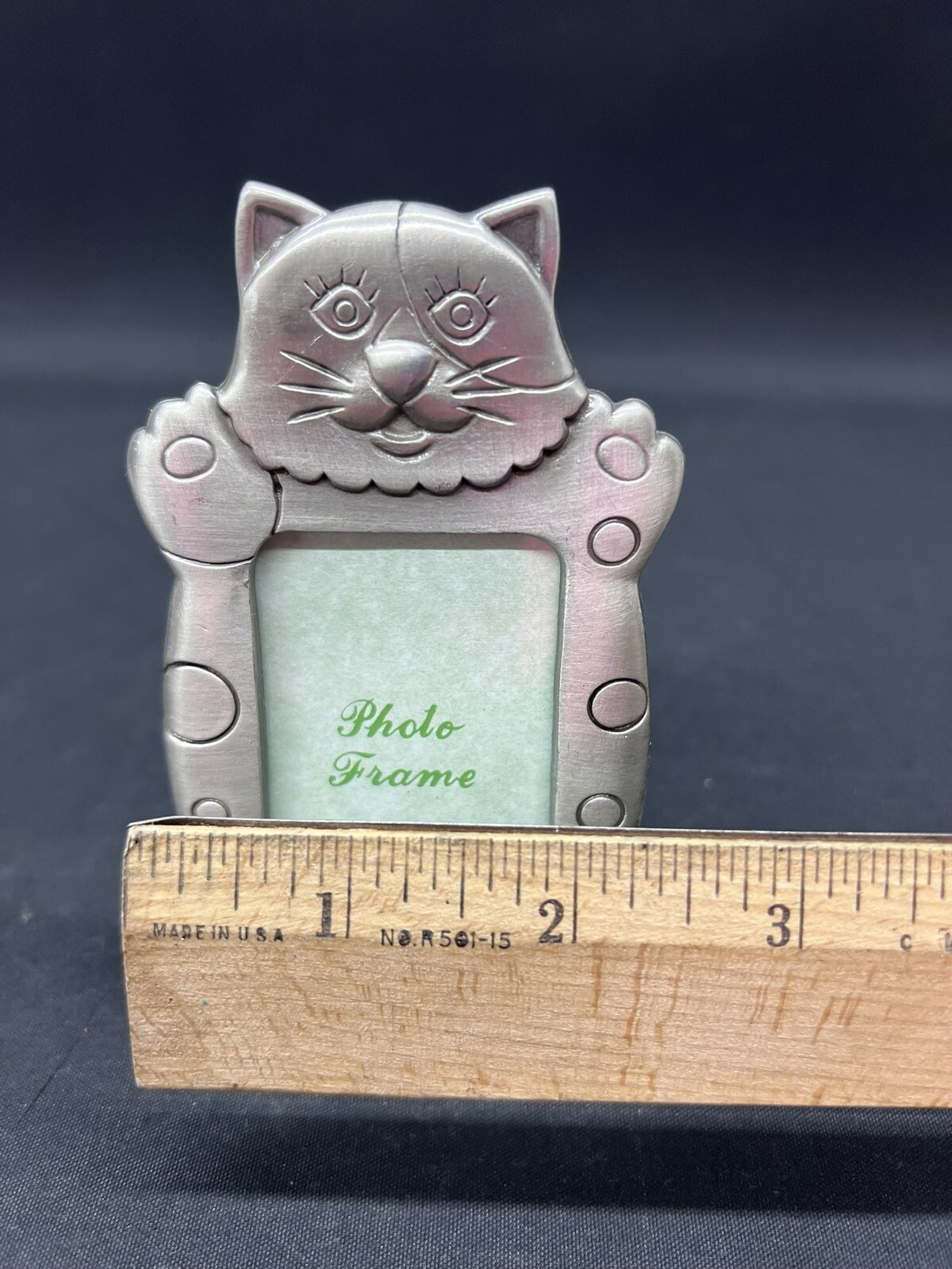 Mini Cat Picture Frame Pewter Cat Mini Photo Picture Frame Decor Playful Kitty Small | eBay