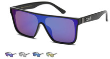 LOCS Rectangle Flat Top Single-Piece Mirrored Lens Sunglasses Designer Casual