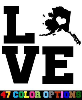Vinyl Decal Truck Car Sticker Laptop - Home State Map Outline Love Alaska