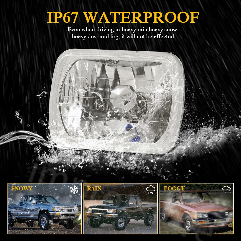 For Pontiac Fiero 84-88 Firebird 82-90 7x6'' LED Headlight Hi-Lo Sealed Beam DRL — 第 3/4 张图片