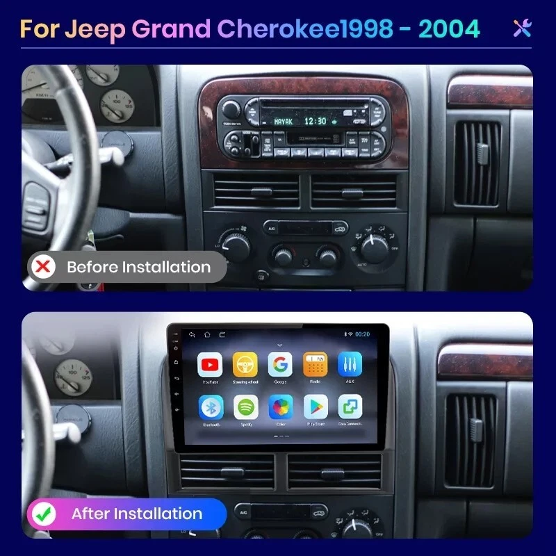 RADIO 2 DIN PER JEEP GRAND CHEROKEE 1GB 16 GB NAVIGATORE GPS BLUETOOTH ANDROID - Immagine 3 di 4