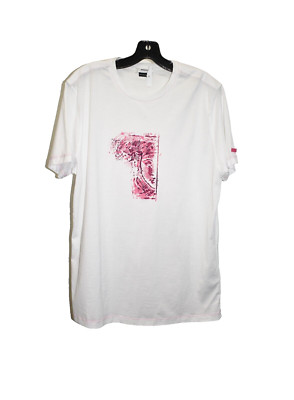 $330 Versace Collection Men's White PINK Graphic Print T-Shirt COTTON US XL
