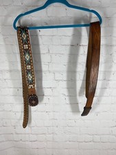 Lot of 2 100 Leather Cowboy  Cowgirl Belt, Hand Tooled Handmade Western Belts.