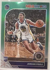 2019-20 NBA HOOPS PREMIUM STOCK JORDAN POOLE GREEN PRIZM ROOKIE CARD RC 223