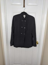 Halogen Women's Blazer Jacket Black Double Breasted Pockets Tailored Lined LARGE