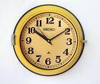 Vintage Maritime Seiko Wall Clock Slave Nautical Industrial Ship Clock Yellow