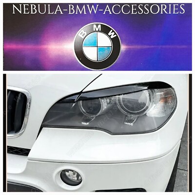 BMW X5 E70 GLANZ SCHWARZ SCHEINWERFER AUGENBRAUEN M PERFORMANCE 2007 - 2013 PAAR