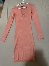 Women's Size M/L Bodycon Dress Pink Knee Length