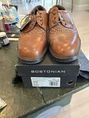 Bostonian Dress Shoes Mens 12 Brown Leather Plain Toe Derby  display picture 3