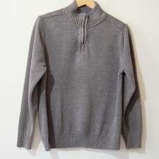 DOCKERS 1/4 Zip Heather Brown Sweater 100 Cotton Men's L