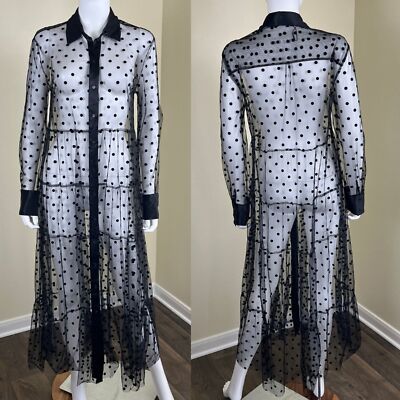 Maxi Dress Zara Polka Dot Mesh Dress ZARA NEW Black Maxi Long