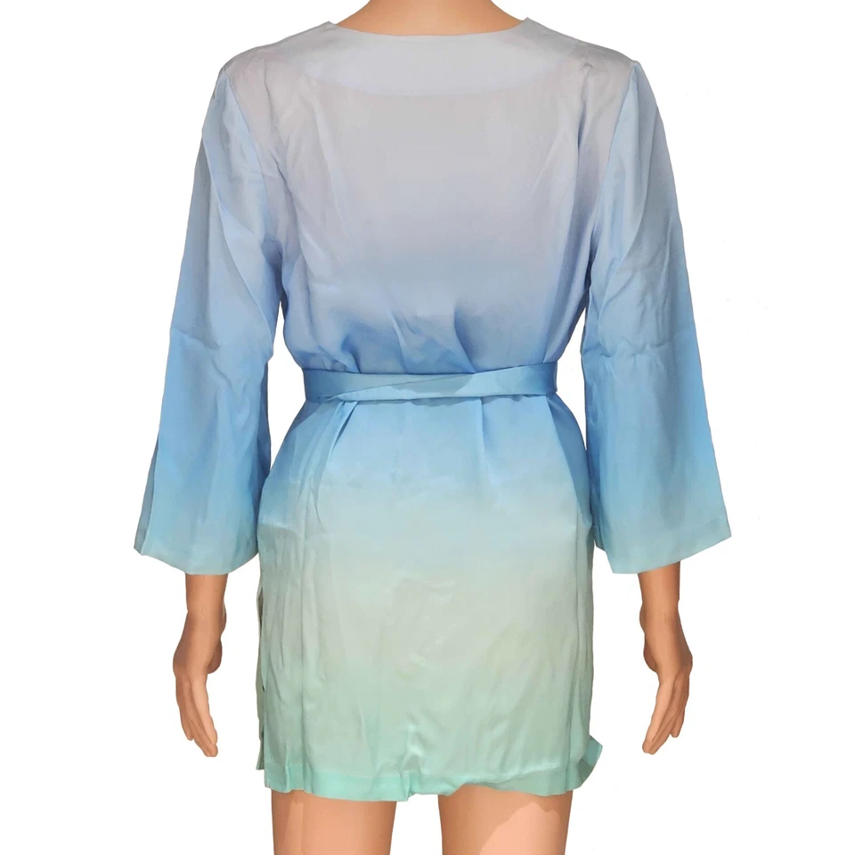 NUEVO Badgley Mischka Mujeres Morera Seda Aqua Lavable Ombre Túnica Pull Over Tie Foto 2 de 2