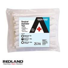 REDLAND Surgical Aspirator Tips White Autoclavable 1/8" Diameter 125 Pieces/Pack