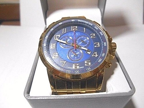 August Steiner Men's AS8118YG GOLD TONE Stainless Steel CHRONO Watch WITH BOX - Picture 3 of 12