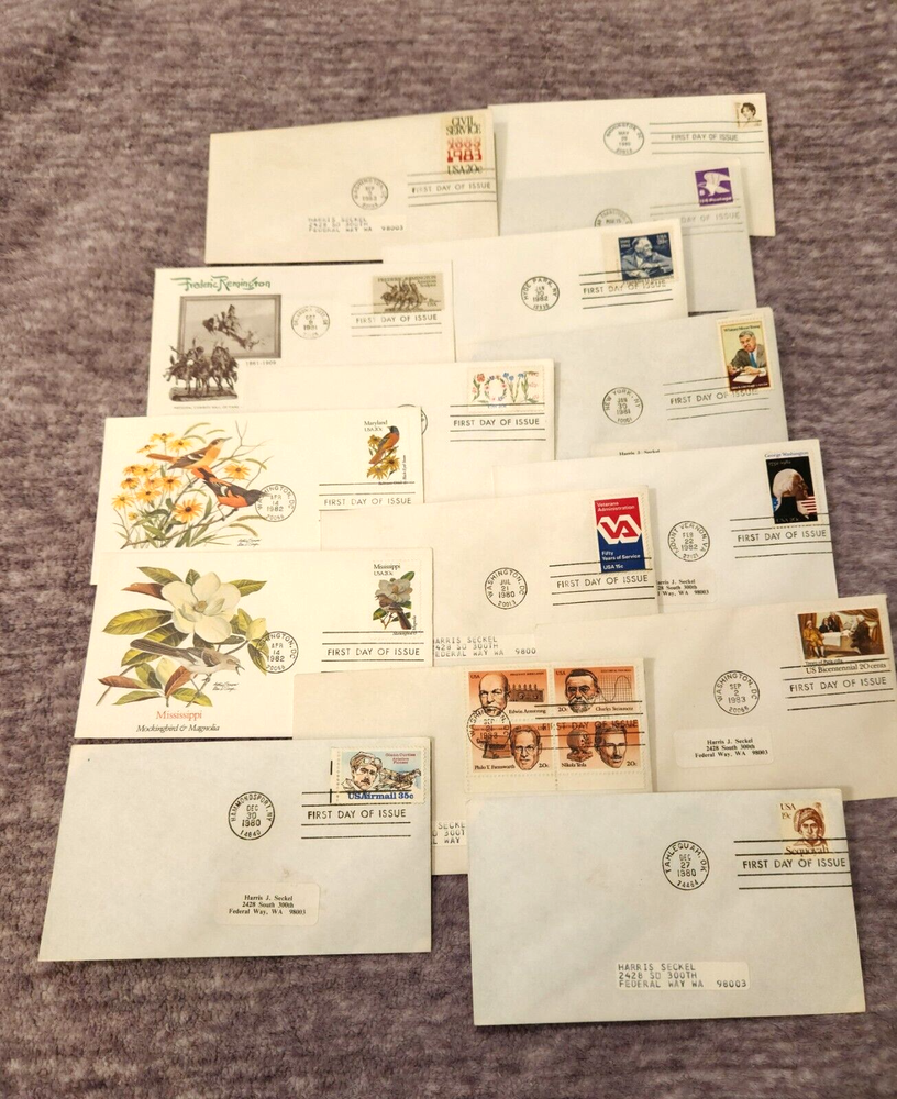 LOT OF (15) US STAMPS FDC FIRST DAY COVERS, VARIOUS SCOTT #1818 ~ 2058 & C100