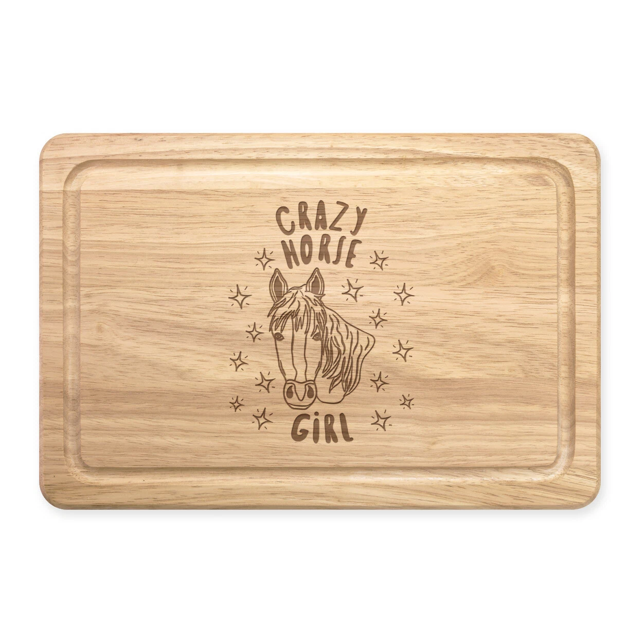 Crazy Horse Girl Stars Rectangular Wooden Chopping Board Funny Animal