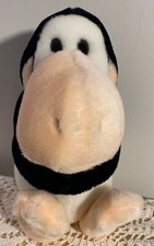 1985 Opus Penguin Plush w/red bow- R. Dakin  Co. 8"