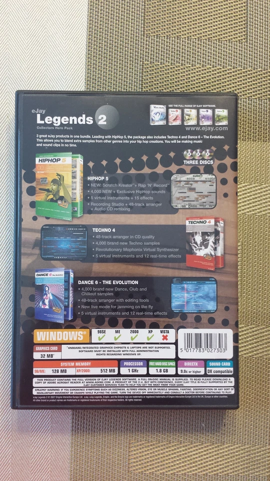 eJay Legends 2 (HipHop 5, Techno 4, Dance 6) Windows Vista / XP / 7 - EUC! AXL - Image 2 of 3