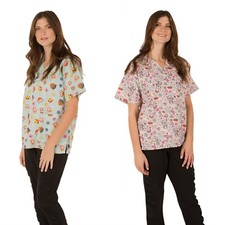 Nickelodeon Nursing Pediatric Character Scrubs Top Paw Patrol Green Blue/Pink L